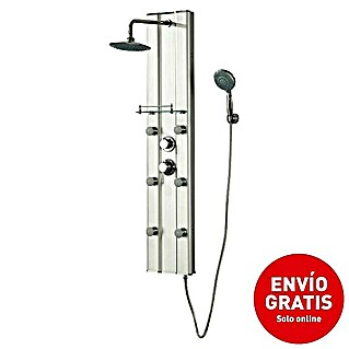 Universal de Grifería Panel de ducha de hidromasaje Menorca (Altura: 130 cm, Con grifo monomando, Plata)