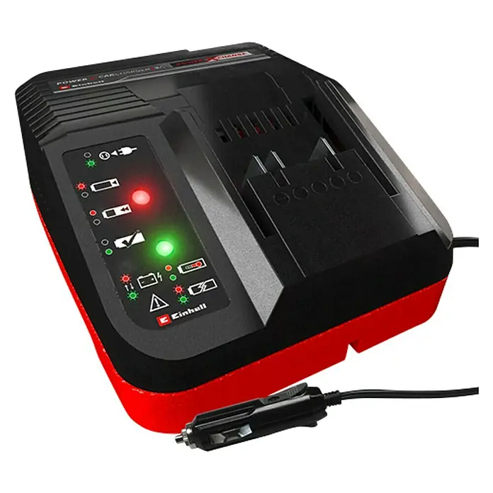 Einhell PXC 18V Cargador de baterías Power X-Car - 3.000 mA, Específico para: Baterías Einhell Power X-Change - El cargador Einhell Power X-Change carga rápidamente las baterías y cuenta con un indicador LED. Ideal para aficionados al bricolaje y jardineros.