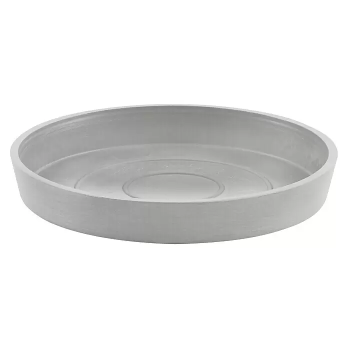 Ecopots Amsterdam Blumentopf-Untersetzer - Außenmaß (Ø x H): 18 x 2,5 cm, Kunststoff, Weiß Grau - Rundes, graues Blumentopf-Untersetzer.