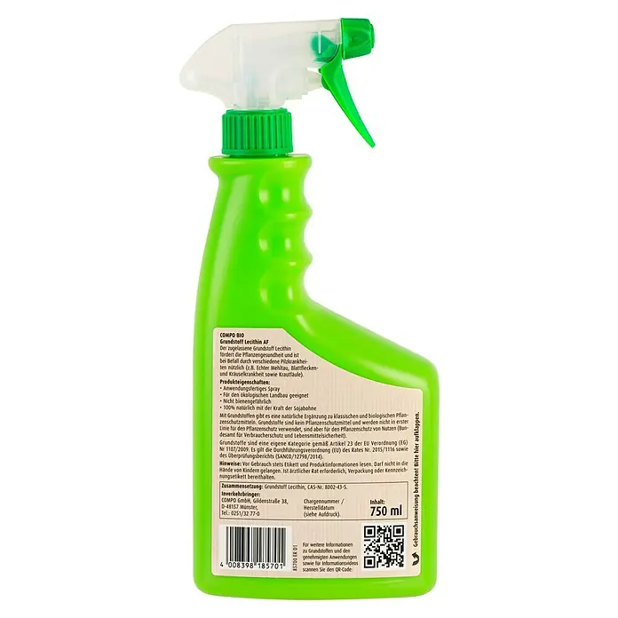 Compo Bio Grundstoff Lecithin AF - 750 ml - COMPO BIO Lecithin AF Pflanzenschutzmittel-Sprühflasche.