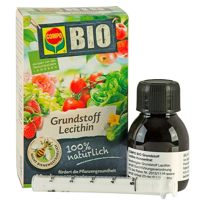 Compo Bio Grundstoff Lecithin - Nettovolumen: 50 ml - Produktabbildung von COMPO BIO Grundstoff Lecithin Konzentrat mit Messzylinder, geeignet für ökologischen Landbau.