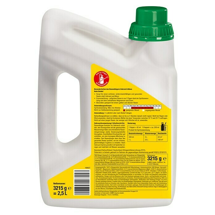 Compo Rasendnger Unkraut & Moos  Nein danke! - 2,5 l, Max.  Anwendungsflche: 250 m online kaufen bei BAUHAUS