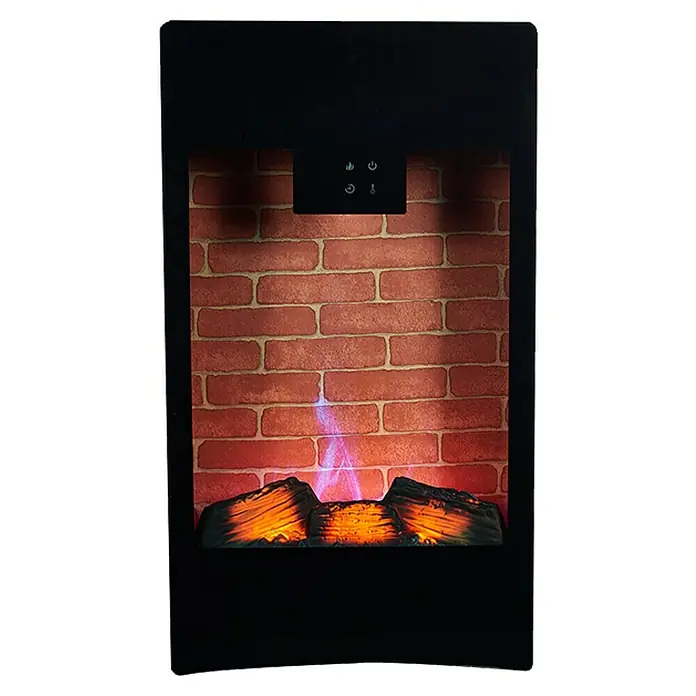 Fulmo Chimenea eléctrica LED - Negro, 1.800 W - 2.000 W, 14,2 x 40 x 71 cm - La imagen muestra una elegante chimenea eléctrica con efecto de llama realista y panel de control.