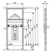Tece Profil Waschtisch-Vorwandelement (7,5 x 50 x 112 cm, Mit UP-Geruchsverschluss, Pulverbeschichtet)