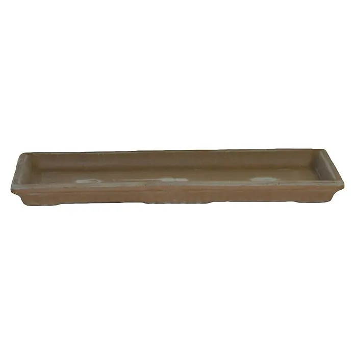 Kasten-Untersetzer - 51 x 20 x 4 cm, Naturmaterialien, Basalt - Eine längliche, rechteckige Pflanzschale aus Terrakotta, ideal für Kräuter oder kleine Blumen auf der Fensterbank.