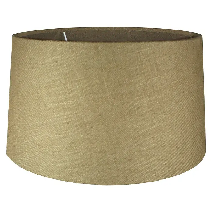 Home Sweet Home Lampenschirm Melrose - Ø x H: 35 x 19 cm, Taupe, Stoff, Rund - Nahaufnahme eines Lampenschirms aus beigem Leinen mit braunem Rand, der ein gemütliches und warmes Licht verspricht.