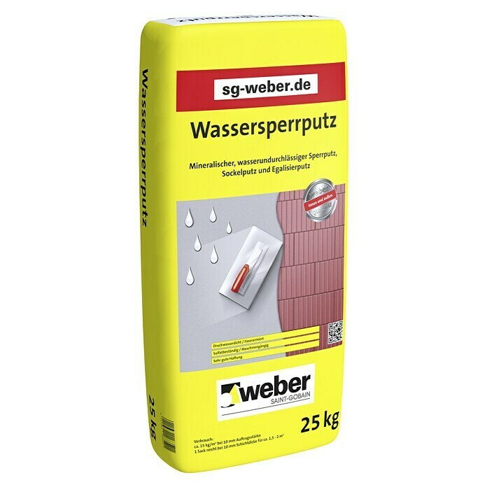 SG Weber Wassersperrputz25 kg, Faserarmiert Front View