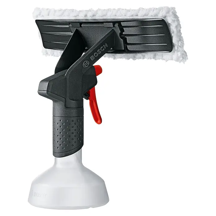 Bosch Akku-Fenstersauger GlassVac Set - 3,6 V, 2 Ah - Abbildung eines Bosch Fensterreinigers mit Sprühflasche, ideal für streifenfreie Fenster.