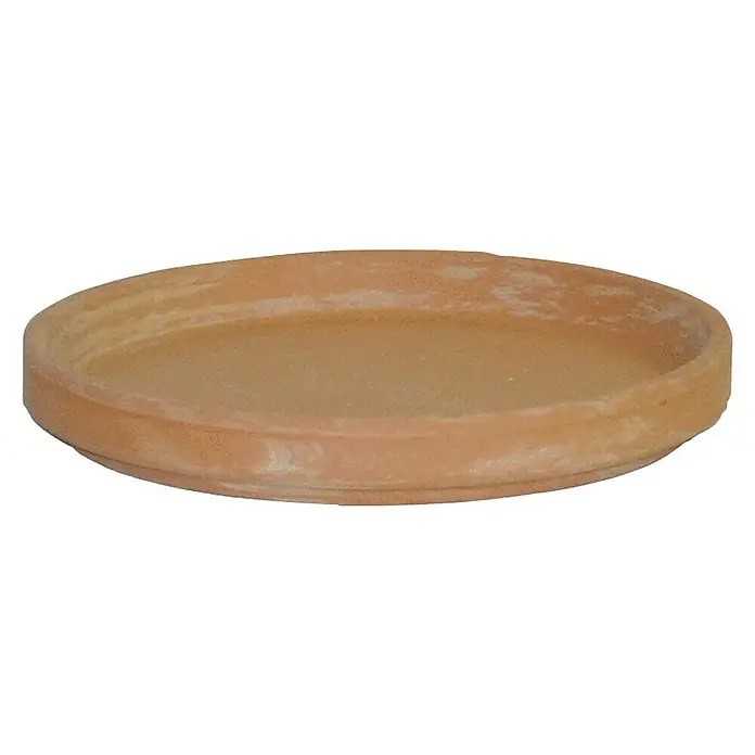 Blumentopf-Untersetzer - Außenmaß (Ø x H): 13 x 1,9 cm, Naturmaterialien, Hell - Aufnahme einer Terrakotta-Pflanzgefäß-Untersetzer, ideal zum Auffangen von überschüssigem Wasser und zum Schutz von Oberflächen vor Flecken.