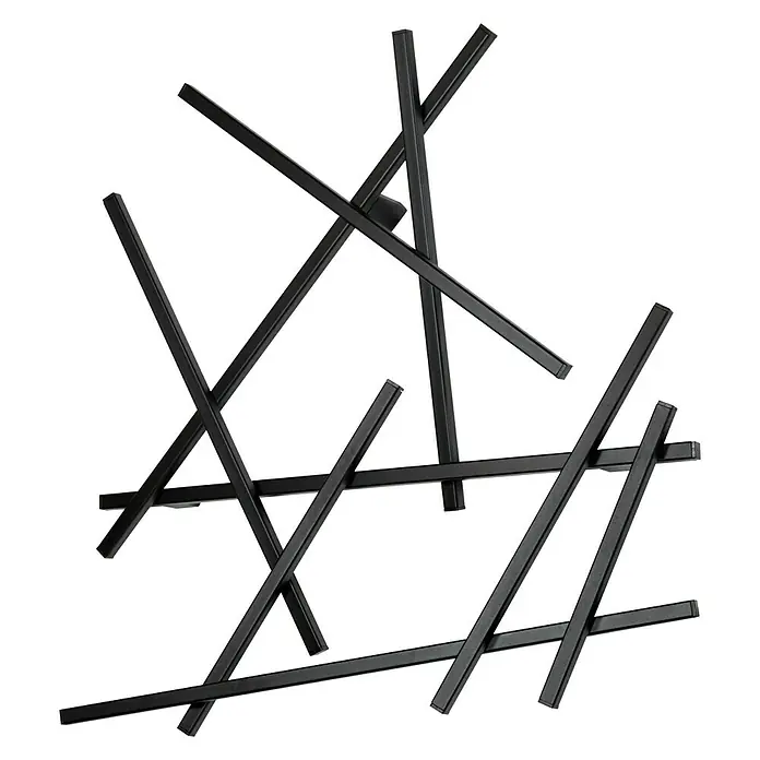 Spinder Design Garderobenleiste Matches XS - L x B x H: 10 x 79 x 79 cm - Abstraktes, modernes Wandkunstobjekt mit schwarzen Metallstäben. Ein dekoratives Highlight für stilvolle Räume.
