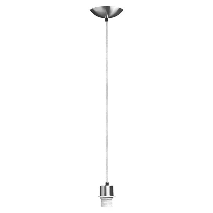 Home Sweet Home Pendelleuchte rund Basic - 10 W, Ø x H: 11 x 100 cm, Silber, E27 - Hängeleuchte mit einem polierten Metallsockel, einer schlanken Stange und einem breiten, schalenförmigen Lampenschirm für moderne Beleuchtung.