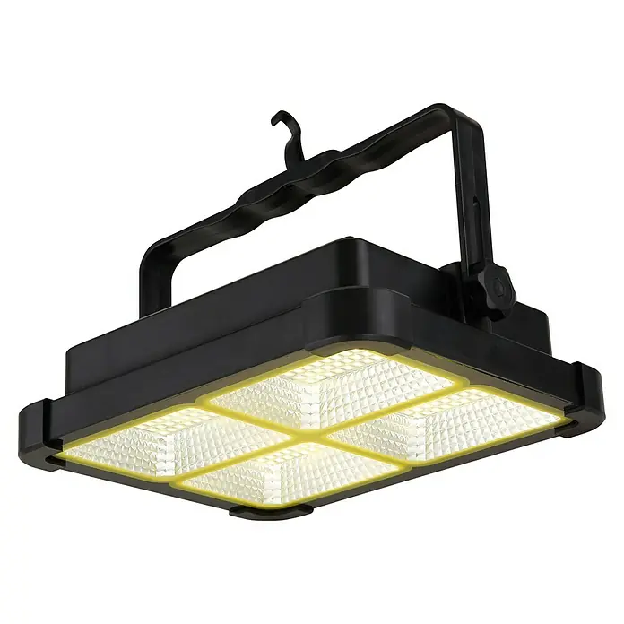 Globo Solar-LED-Strahler - 30 W, 2.000 lm, Lichtfarbe: Neutralweiß - Tragbare LED-Arbeitsleuchte mit praktischem Haken und verstellbarem Griff für flexibles Arbeiten in Werkstatt oder Garage.