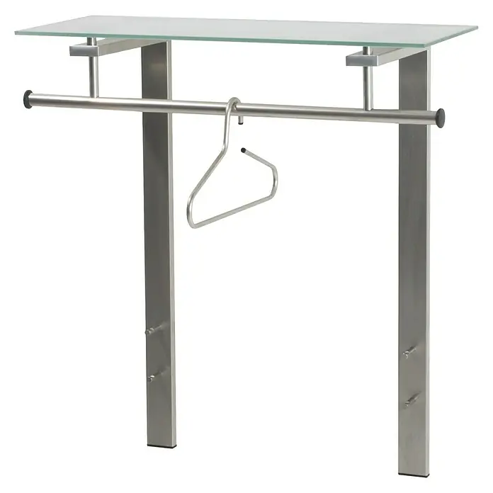 Spinder Design Garderobenleiste Dutch - L x B x H: 330 x 800 x 900 mm, Anzahl Haken: 4 Stk. - Moderner Garderobenständer mit Glasablage, Kleiderstange und Haken, ideal für Flur oder Schlafzimmer, bietet stilvollen Stauraum für Kleidung und Accessoires.