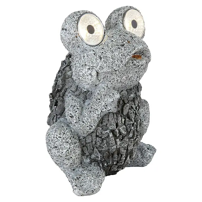 Globo Solar-Dekoleuchte Frosch - 0,06 W, L x B x H: 16,5 x 13,5 x 21,5 cm, Grau, IP44 - Diese bezaubernde Froschfigur mit Solarlampenaugen verleiht jedem Garten eine verspielte Note. Ein dekoratives und umweltfreundliches Highlight.