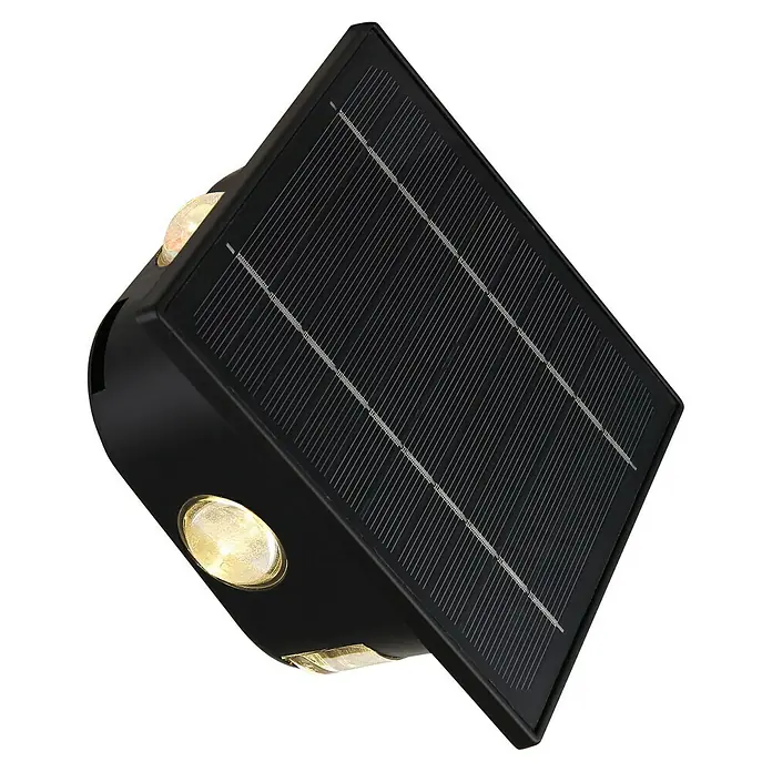 Globo Solar-Außenwandleuchte - L x B x H: 13,5 x 13,5 x 8 cm, Schwarz, IP54 - Solarbetriebene Wandleuchte mit LED-Leuchten und integriertem Solarpanel für den Außenbereich.