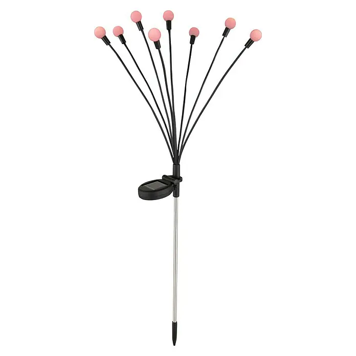 Globo Solar-Dekoleuchte - 0,06 W, L x B x H: 20 x 12 x 70 cm, Schwarz, IP44, RGB - Solar-Gartenleuchte mit acht LED-Blüten in rosa, die eine angenehme Atmosphäre schaffen. Ideal für Garten, Terrasse oder Balkon.