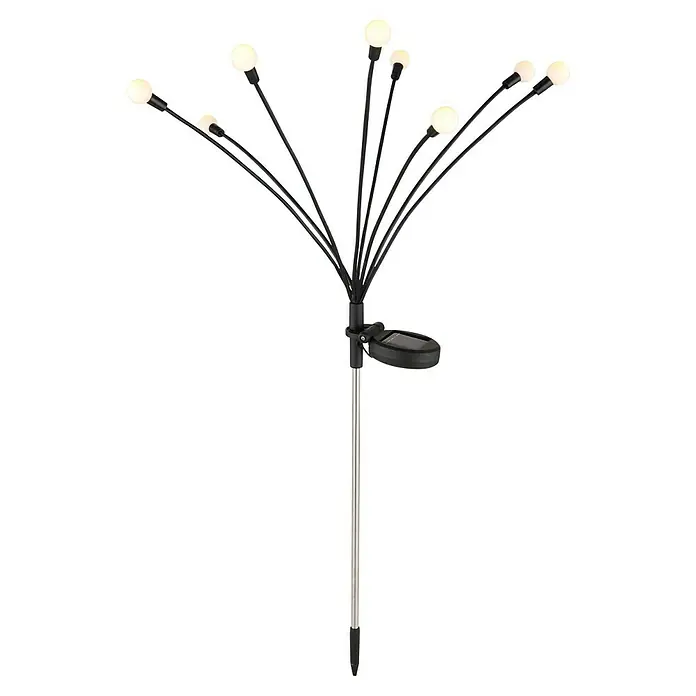 Globo Solar-Dekoleuchte - 0,06 W, L x B x H: 20 x 12 x 70 cm, Schwarz, IP44, Warmweiß - Solar-Gartenleuchte mit kugelförmigen Lampen an biegsamen Armen, die ein warmes, einladendes Licht im Garten erzeugt.