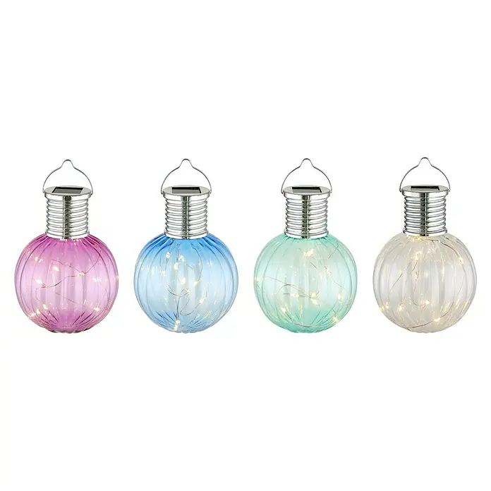 Globo Solar-Dekoleuchte - 0,06 W, L x B x H: 33 x 25 x 11 cm, Bunt, IP44 - Dekorative Solarleuchten in verschiedenen Farben. Die Lampen sind in Glühbirnenform gehalten und mit kleinen Lichtern gefüllt.