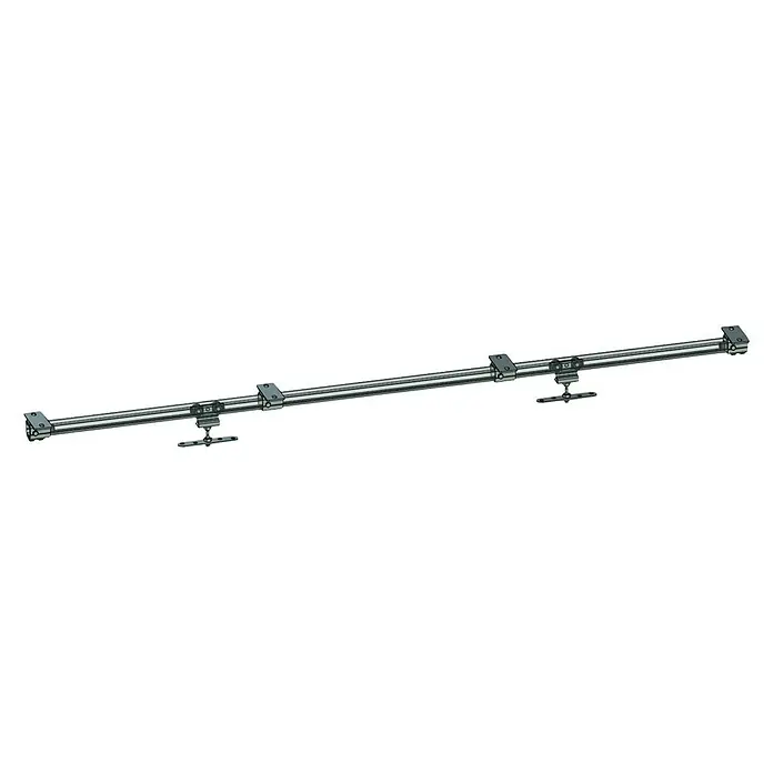 HBS Betz Schiebetorbeschlag Typ 30 - 200 cm, Traglast: 180 kg, Deckenmontage, Einsatzbereich: Stallungen - Aufnahme eines silbernen Schiebetorsystems, das für reibungslose Bewegung und sicheren Halt ausgelegt ist.