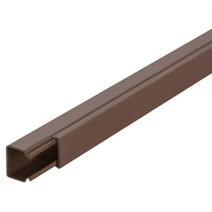 Kabelkanal - L x B x H: 2 m x 15 mm x 15 mm, Braun - Eine braune Kabelkanal-Abdeckung, die für ordentliche Kabelführung und Schutz sorgt. Ideal für Büro und Zuhause, um Kabel zu verbergen.