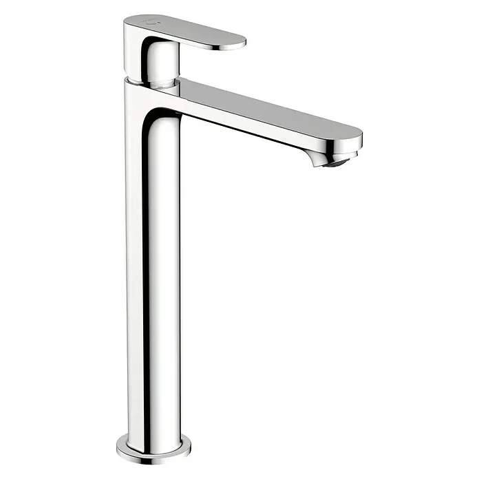 Hansgrohe Rebris S Waschtischarmatur 240 CoolStart Eco - Chrom, Durchflussmenge: 4 l/min, Höhe: 30,3 cm - Glänzender, hoher Waschtischmischer aus Chrom. Modernes Design für ein elegantes Badezimmer, funktional und stilvoll.