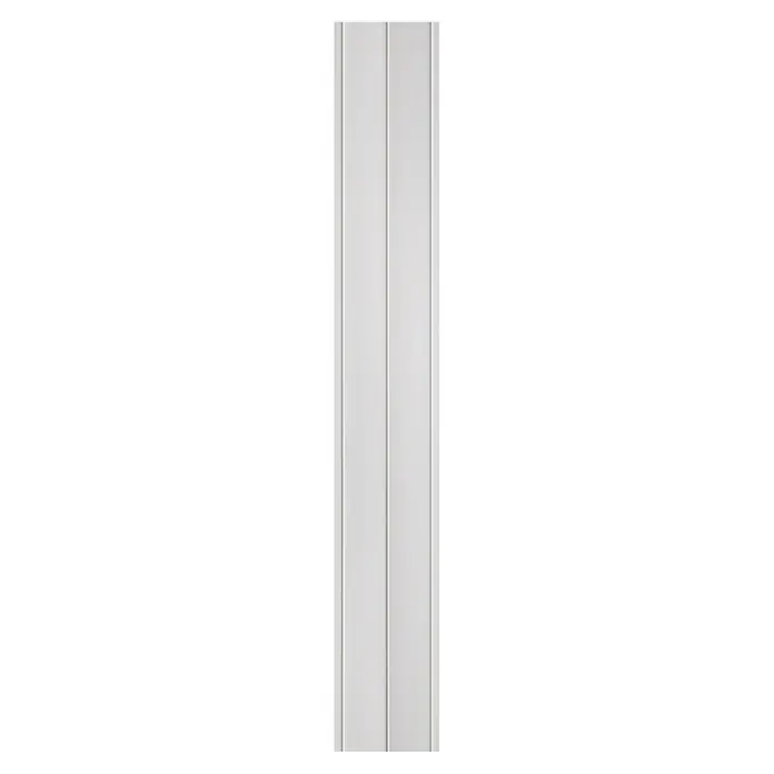 Grosfillex Panel de pared Exapan Line 3000 - 260 cm x 37,5 cm x 8 mm, Blanco - Primer plano de una puerta blanca con nervaduras verticales, que muestra un diseño elegante y moderno para interiores.