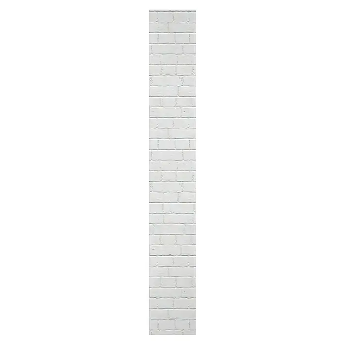 Grosfillex Panel de pared Element 3D Brique blanco - L x An: 260 x 37,5 cm - Primer plano de una pared de ladrillo blanco, que proporciona textura y material de construcción para proyectos.