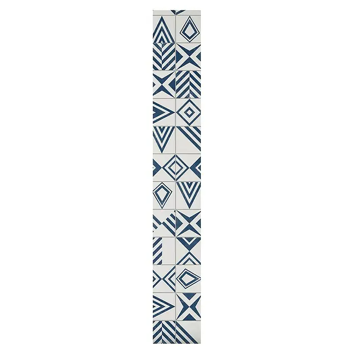 Grosfillex Panel de pared Element 3D Iliade - L x An: 260 x 37,5 cm, Blanco/Azul - Azulejos de pared con patrones geométricos azules y blancos para un interior elegante y moderno.