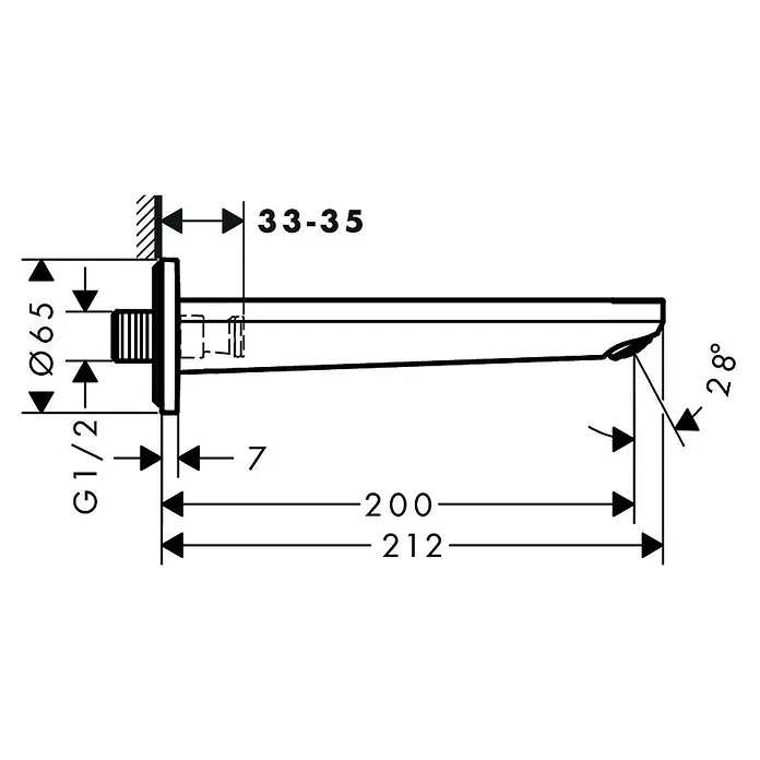 Hansgrohe Rebris S WanneneinlaufSchwarz, Ausladung: 212 mm