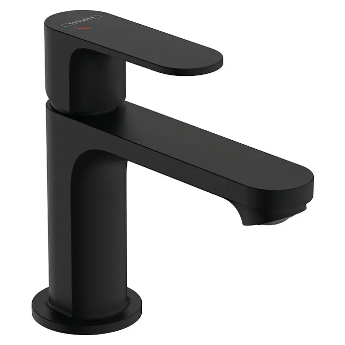 Hansgrohe Rebris S Waschtischarmatur 80 CoolStart - Schwarz, Ausstattung Armatur: Zugstange - Elegante, mattschwarze Waschtischarmatur von Hansgrohe, die modernes Design und Funktionalität vereint. Ein echter Hingucker für jedes Badezimmer.