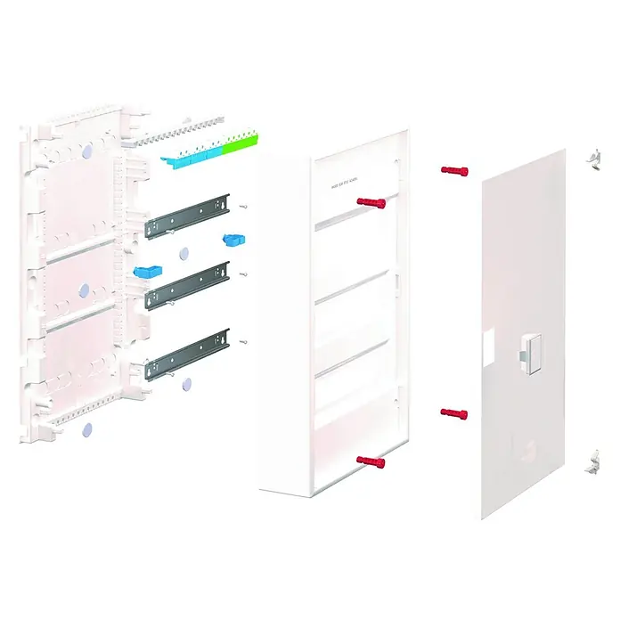 ABB - Striebel & John Aufputz-Verteiler AK612N2 + Tür AZT610Anzahl Reihen: 1 Stk., 33,9 x 32,8 cm, Weiß, RAL 9016
