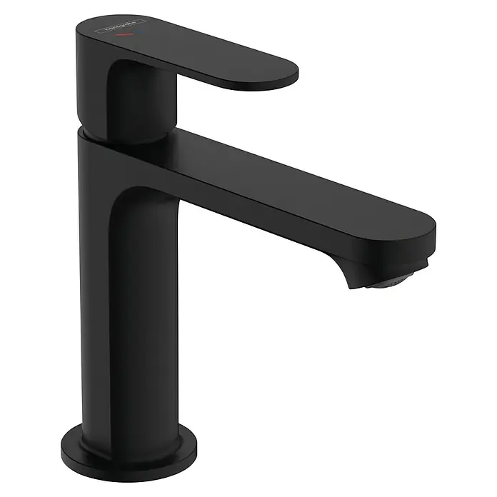Hansgrohe Rebris S Waschtischarmatur 110 CoolStart - Schwarz, Durchflussmenge: 5 l/min, Ausstattung Armatur: Zugstange - Schwarzer Hansgrohe Waschtischmischer mit schlankem Design. Elegant und modern für jedes Badezimmer.