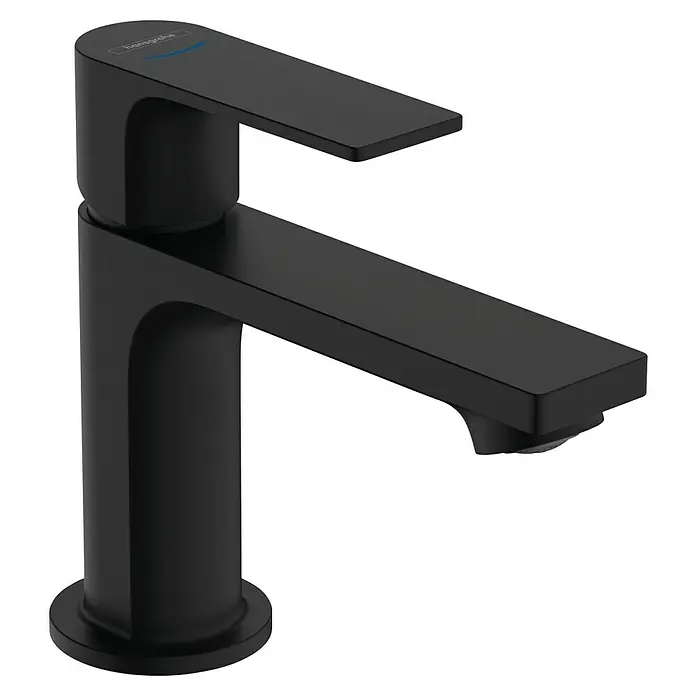 Hansgrohe Rebris E Standventil - Schwarz, Ausladung Armatur: 14,7 cm - Eine elegante, mattschwarze Waschtischarmatur von Hansgrohe. Perfekt für moderne Badezimmer, bietet diese Armatur Stil und Funktionalität.