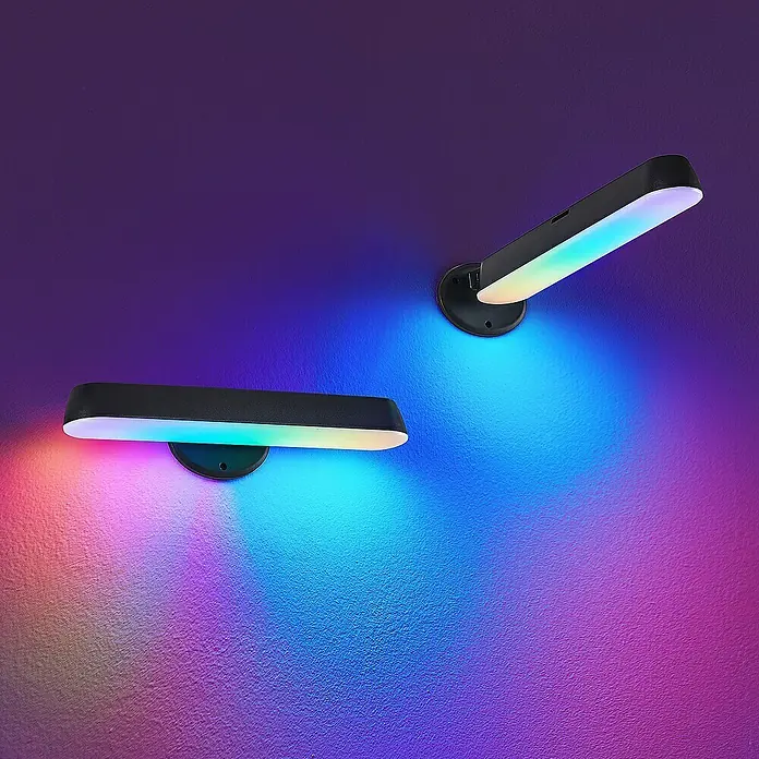 Trio Lighting Lámpara de sobremesa Game - 2 ud., 2,5 W, RGBW - Dos luces LED inteligentes de pared con colores degradados proporcionan iluminación atmosférica.