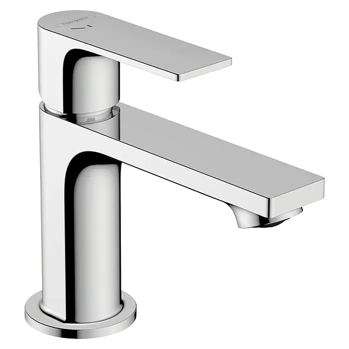 Hansgrohe Rebris E Waschtischarmatur 80 CoolStart - Chrom, Durchflussmenge: 5 l/min, Ausladung Armatur: 14,7 cm - Stylische Waschtischarmatur von Hansgrohe, glänzendes Chromdesign. Modernes, eckiges Design für jedes Badezimmer, hochwertige Verarbeitung für lange Lebensdauer.
