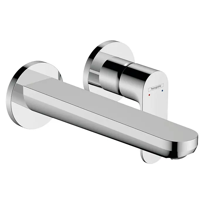 Hansgrohe Rebris S Waschtischarmatur 200 - Chrom, Ausladung Armatur: 21,4 cm - Diese Aufnahme zeigt eine moderne Hansgrohe Armatur in Chromoptik, die durch ihr schlichtes und elegantes Design besticht.