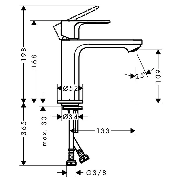Hansgrohe Rebris S Waschtischarmatur 110 CoolStartChrom, Durchflussmenge: 5 l/min, Ausladung Armatur: 15,9 cm
