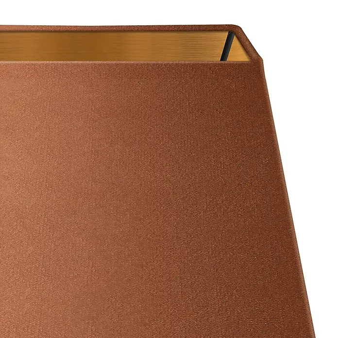 Home Sweet Home Lampenschirm VelvetBraun-Gold, E27, 20 x 14 x 14 cm - Detailaufnahme eines braunen Lampenschirms mit goldener Innenseite, der eine warme und elegante Atmosphäre verspricht.