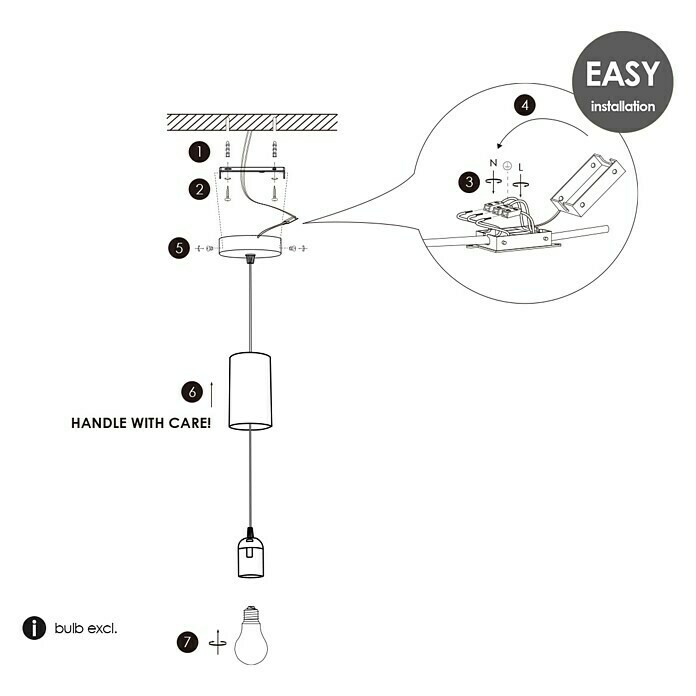 Home Sweet Home Pendelleuchte Saga (10 W, L x B x H: 10 x 10 x 120 cm, Weiß, E27) | BAUHAUS