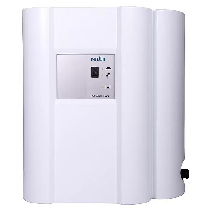 Intewa Hauswasserwerk Rainmaster Eco 10 - 90 W, Max. Fördermenge: 10 l/min - Weiße INTEWA RAINMASTER ECO Steuerungseinheit mit Schalter und Anzeigen für Regen, Wasserhahn und Füllstand.