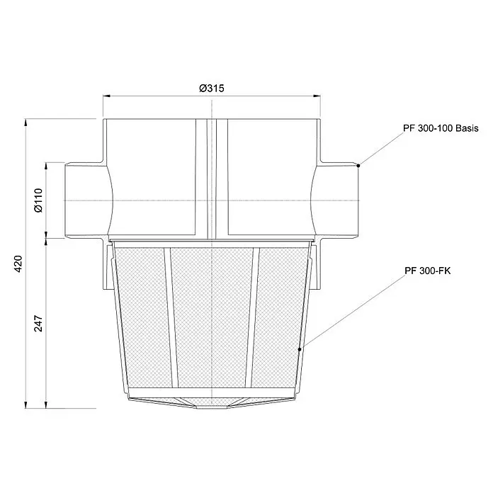 Intewa Regenwasserfilter mit Filterkorb Purafit - Ø x H: 31,5 x 42 cm - Entwässerungsfiltersystem mit zylindrischem Gehäuse und herausnehmbarem Filterkorb.