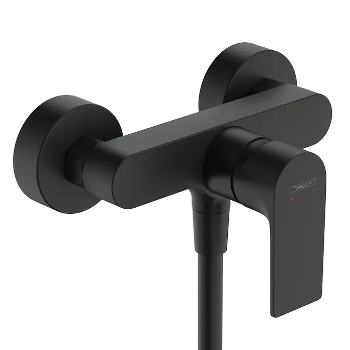 Hansgrohe Rebris E Brausearmatur - Schwarz, Ausladung: 93 mm - Schwarzarmatur von Hansgrohe mit einer klaren Formensprache, ideal für moderne Badezimmer. Hoher Bedienkomfort und langlebige Qualität zeichnen sie aus.