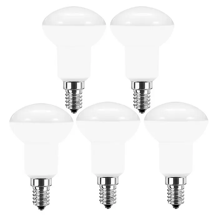 LED-Lampen Set - E14, Nicht Dimmbar, Warmweiß, 470 lm, 5 W, 5 Stk. - Fünf weiße matte R-förmige LED-Glühbirnen mit E14-Schraubsockel.