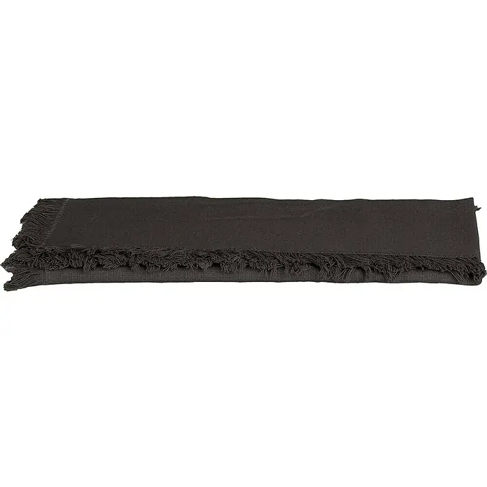 Tischläufer Villia - 180 x 45 cm, Dunkelgrau - Dunkelgraue Tagesdecke mit Fransen an den Enden, die eine gemütliche und stilvolle Note ins Schlafzimmer bringt. Elegantes Design für entspannte Stunden.