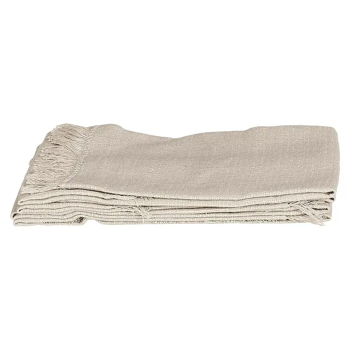 Tisch-Set Villia - 4 Stk., Beige, 48 x 33 cm - Aufgestapelte Textildecke mit Fransen. Das strukturierte Gewebe der grauen Decke verleiht jedem Raum Wärme und Gemütlichkeit.