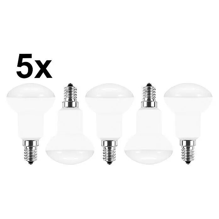 LED-Lampen Set - E14, Nicht Dimmbar, Warmweiß, 470 lm, 5 W, 5 Stk. - Fünf weiße LED-Lampen mit Schraubsockel.