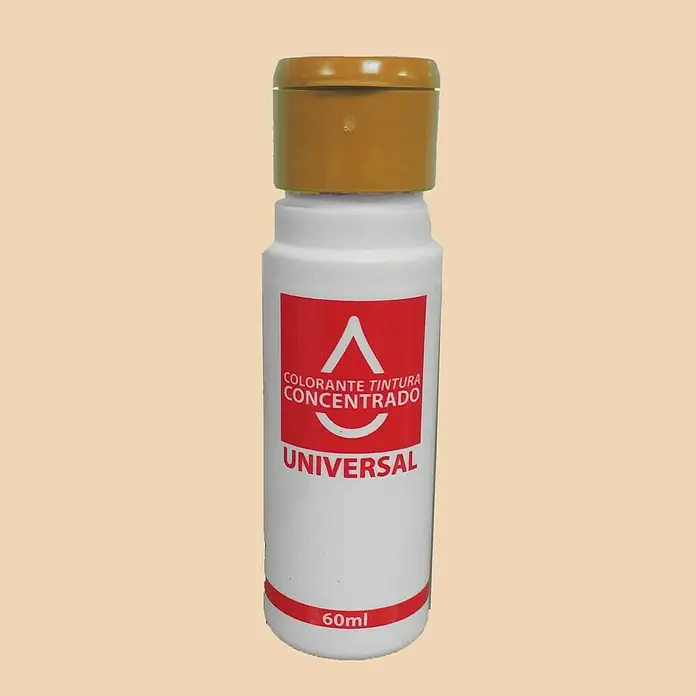 Colorante Concentrado universal - Ocre, 60 ml - Bote de tinte concentrado universal, 60 ml, con tapa dorada y etiqueta roja sobre fondo beige.