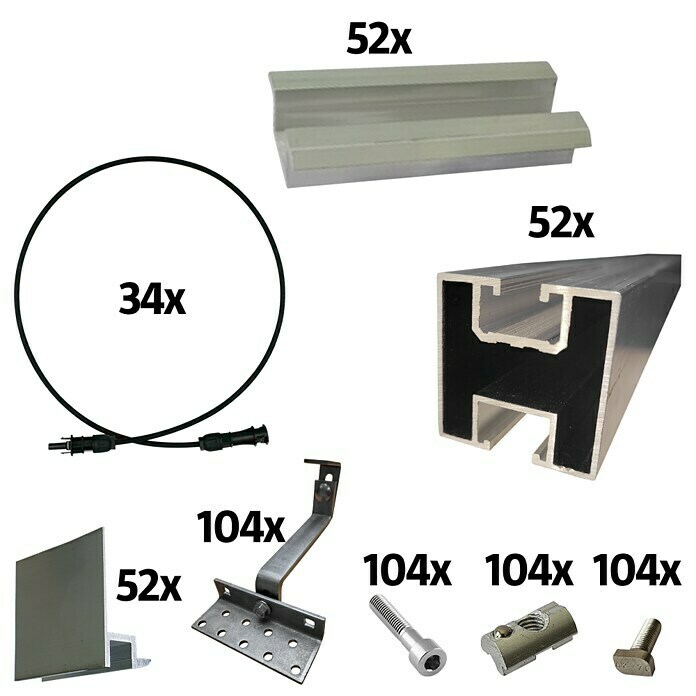 Absaar Befestigungs-Set (606 -tlg., Passend für: 26 Solarmodule) | BAUHAUS