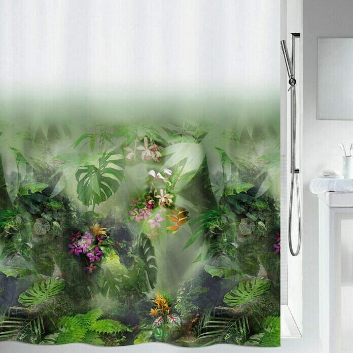 Spirella Cortina de baño textil Jungle (An x Al: 180 x 200 cm, Verde)