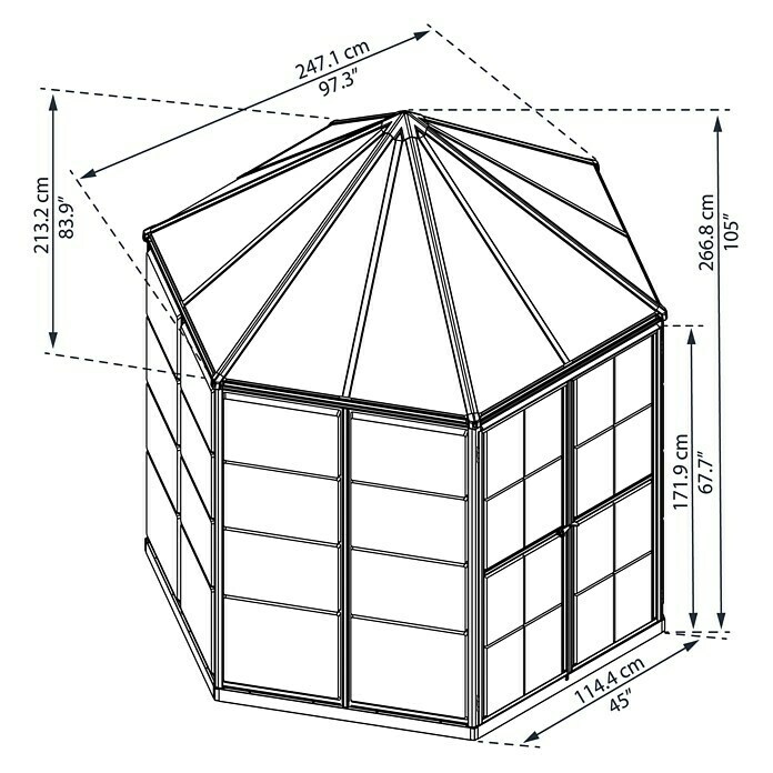 Palram – Canopia Gewächshaus Oasis2,47 x 2,13 x 2,66 m, Glasstärke: 6 mm, Polycarbonat Unknown